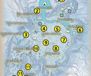 Peta tersebut menunjukkan lokasi Pokémon elit di negara es putih.
