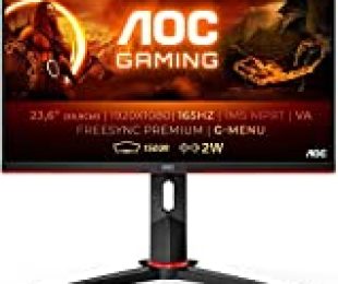 Monitor gaming dari AOC (monitor melengkung FHD 24 inci, 165 Hz, 1ms, FreeSync Premium)