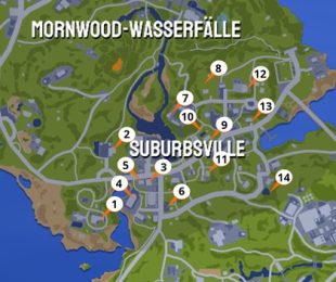 Di sini Anda dapat melihat semua lokasi perlengkapan kambing di Suburbsville.  (Sumber gambar: Screenshot gametips)